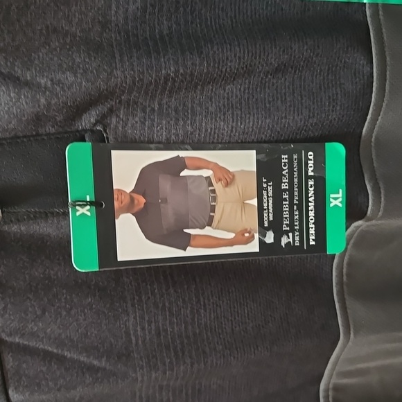 Pebble BEACH DRY-luxe PERFORMANCE Men's Black and Gray Polo Shirt XL NWT - Picture 4 of 5